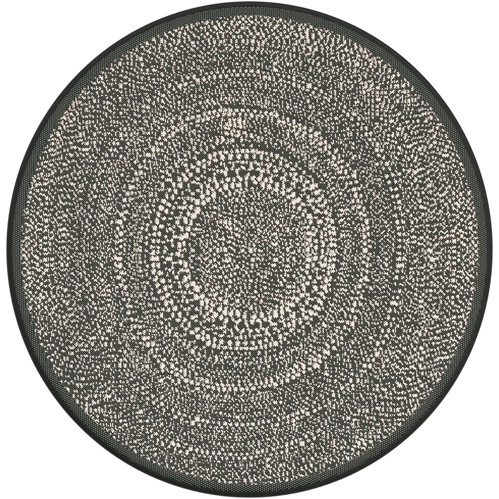 Round rug with a textured pattern on a white background